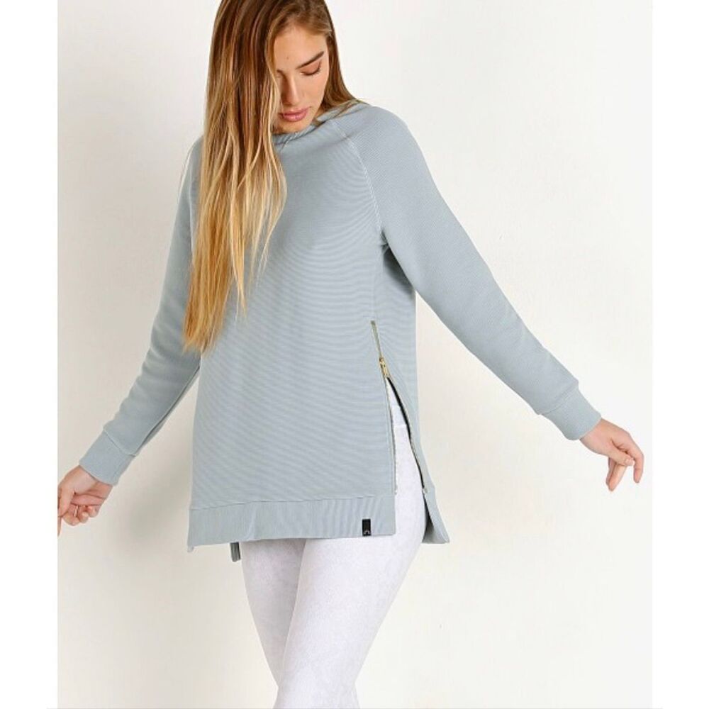 NWOT Varley Manning Sweatshirt Abyss Ribbed Side Zip Tunic Small